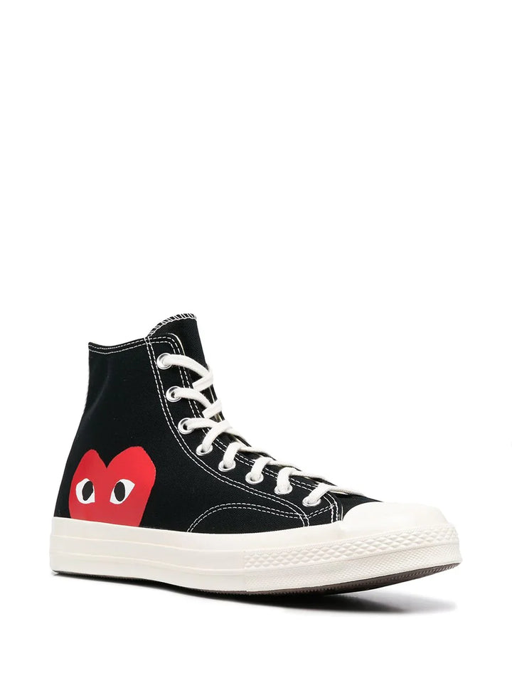 N373O Converse tenis altos de Comme Des Garçons Play x ConverseNegro corazones - Calzado de mujer y hombre