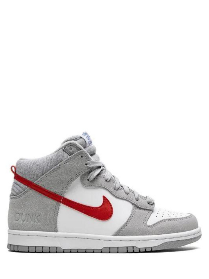Tenis Nike Dunk High Light Smoke Grey and Gym Red