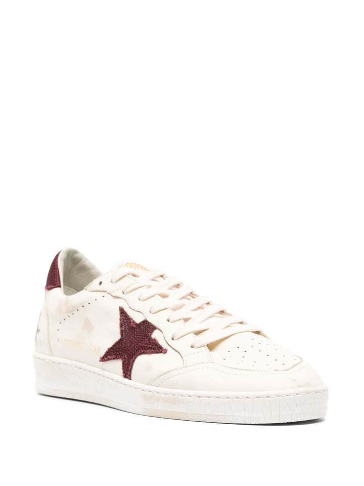 tenis Ball Star Golden Goose Beige Burgundy Vino