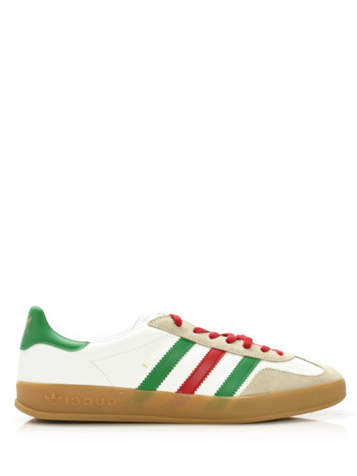 GUCCI X ADIDAS Suede Demetra Rubber Mens Gazelle Sneakers 12 Oatmeal White New Shamarock Hibiscus Red