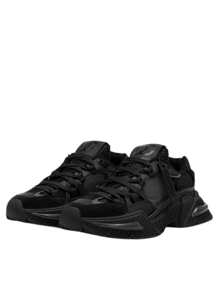 DOLCE&GABBANA AIRMASTER LOGO COMBO SNEAKERS IN BLACK