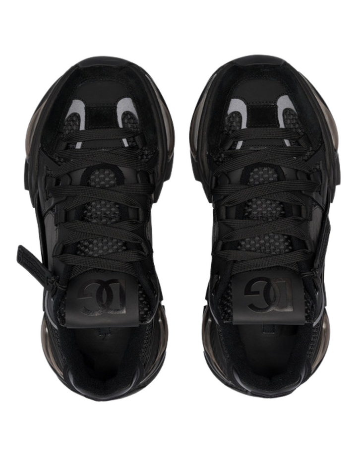 DOLCE&GABBANA AIRMASTER LOGO COMBO SNEAKERS IN BLACK