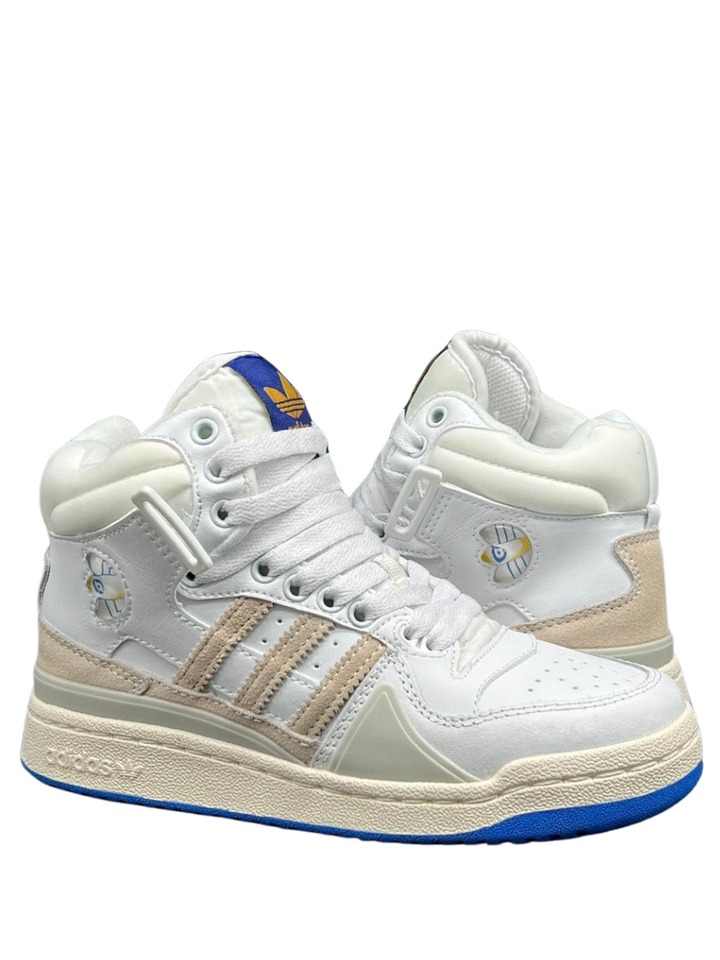 N372O Adidas forum bota blanco beige suela azul - Calzado de mujer y hombre