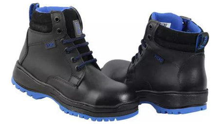 Bota industrial Vicro piel negro Cocidas casquillo de acero - Calzado de mujer y hombre