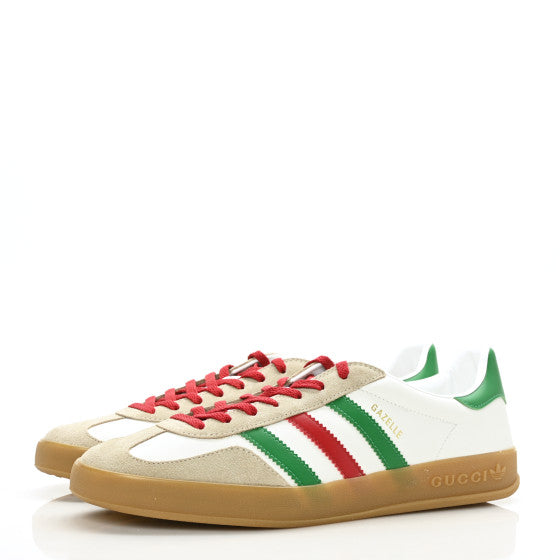 GUCCI X ADIDAS Suede Demetra Rubber Mens Gazelle Sneakers 12 Oatmeal White New Shamarock Hibiscus Red