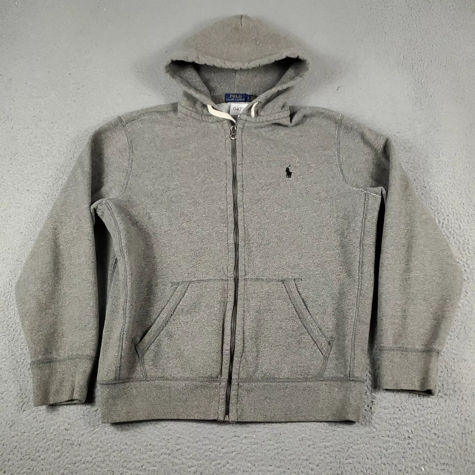 N374O Polo Ralph Lauren Sueter Para Hombre Grande Gris Pony Cremalera Completa Sudadera con Capucha