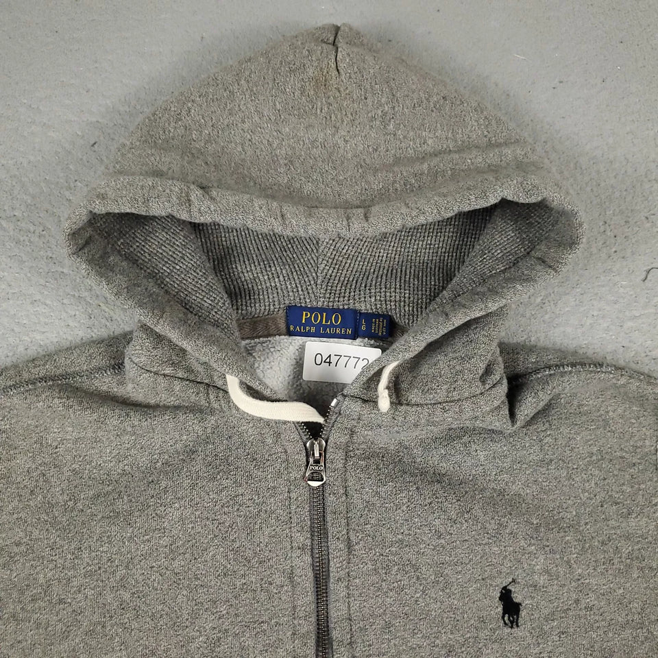 N374O Polo Ralph Lauren Sueter Para Hombre Grande Gris Pony Cremalera Completa Sudadera con Capucha