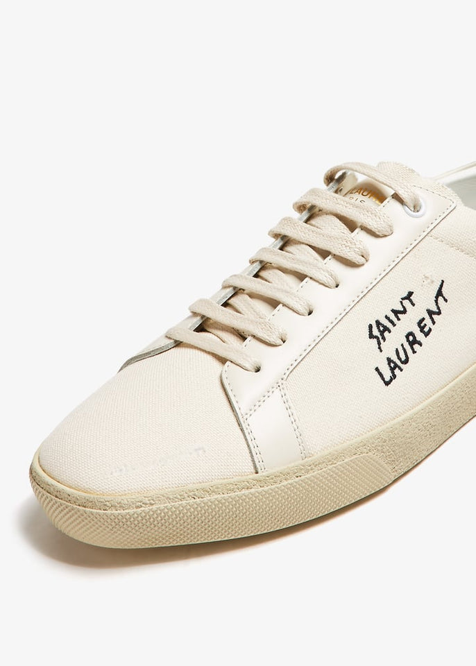 Saint Laurent Court Classic SL/06 Embroidered Canvas Sneakers - Calzado de mujer y hombre
