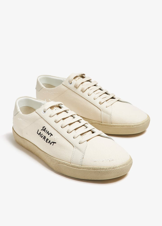 Saint Laurent Court Classic SL/06 Embroidered Canvas Sneakers - Calzado de mujer y hombre