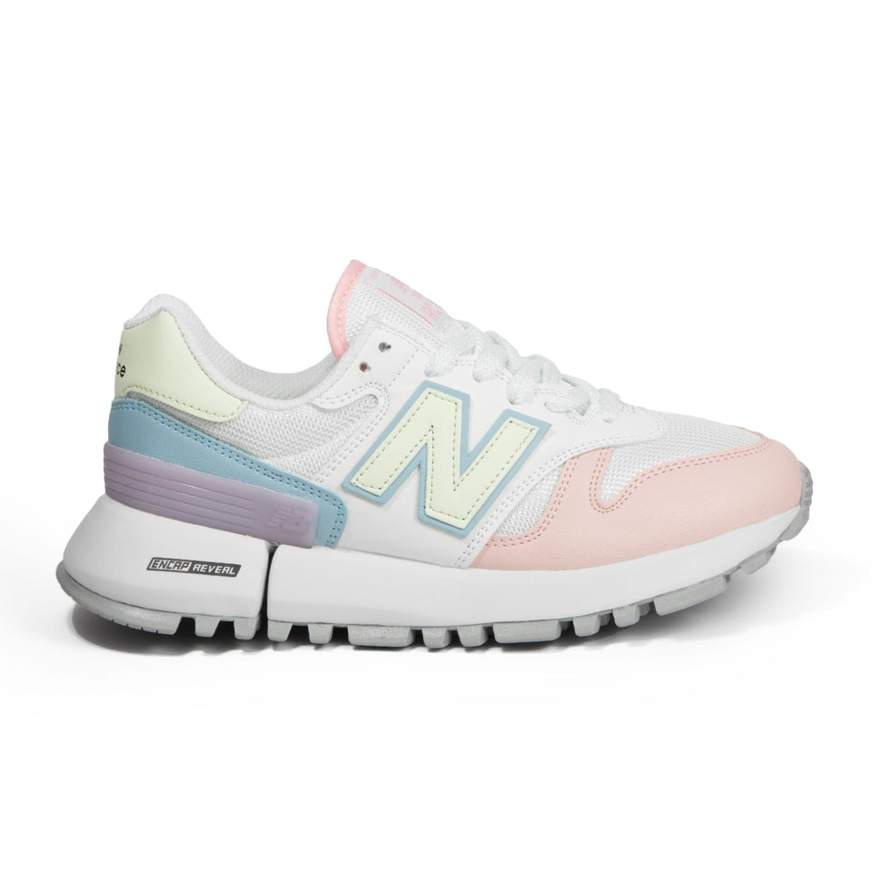 New balance 574 tenis de mujer blanco rosa verde