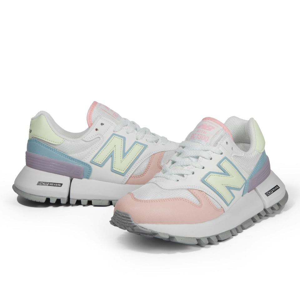 New balance 574 tenis de mujer blanco rosa verde