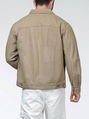chamarra Mezclilla Con Bolsillo Con Solapa beige grande pull&bear