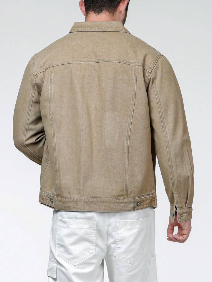 chamarra Mezclilla Con Bolsillo Con Solapa beige grande pull&bear