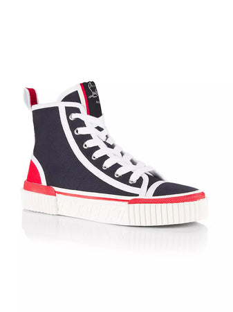 Christian Louboutin Pedro Canvas High-Top Sneakers