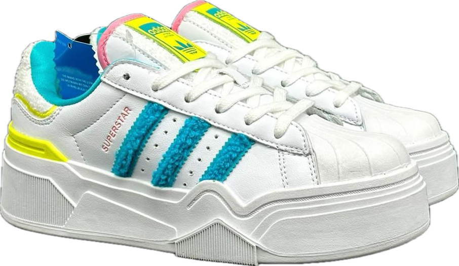 Adidas concha plataforma superstar blanco azul