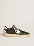 Tenis Golden goose Ball Star de napa negra con estrella y refuerzo del talón de piel blanca
