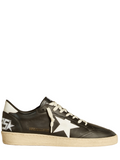 Tenis Golden goose Ball Star de napa negra con estrella y refuerzo del talón de piel blanca