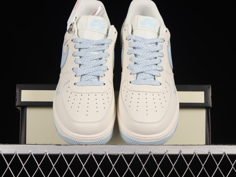 Nike Air Force 1 07 Low Keep Fresh Beige Blue Silver Azul Plata