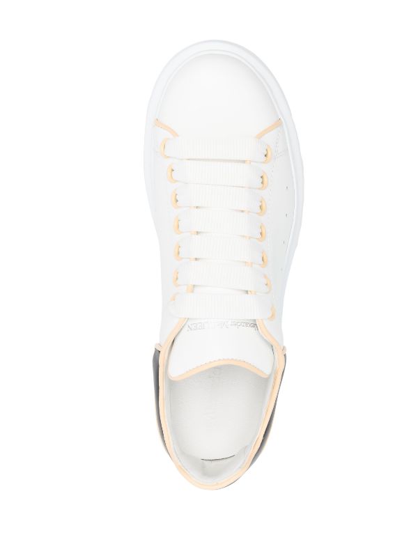 (G5) Alexander McQueen tenis bajos Oversize Talon Piel blanco talón negro beige - Calzado de mujer y hombre