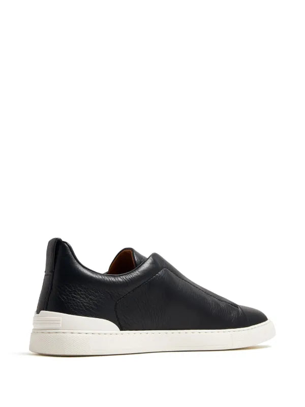 Zegna tenis bajos Triple Stitch negro blanco