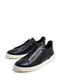 Zegna tenis bajos Triple Stitch negro blanco