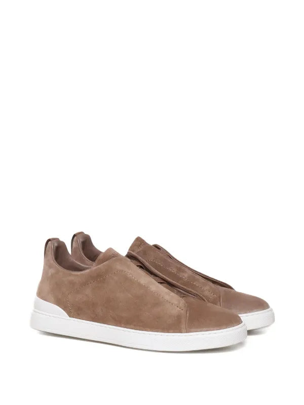 Zegna tenis de gamuza con puntera redonda marrón - Calzado de mujer y hombre