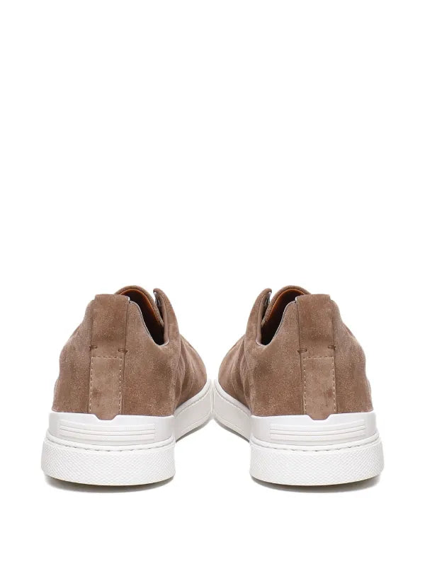 Zegna tenis de gamuza con puntera redonda marrón - Calzado de mujer y hombre