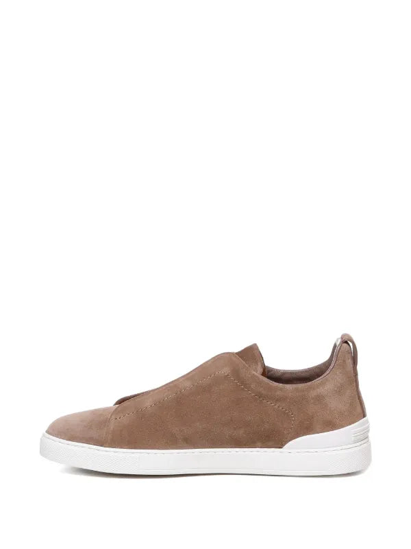 Zegna tenis de gamuza con puntera redonda marrón - Calzado de mujer y hombre