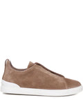 Zegna tenis de gamuza con puntera redonda marrón - Calzado de mujer y hombre