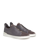 ZEGNA Tenis Triple Stitch Hombre Gris Piel - Calzado de mujer y hombre