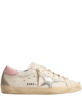 TENIS GOLDEN GOOSE SUPER STAR SILVER LEATHER STAR AND PINK HEEL TAB - Calzado de mujer y hombre