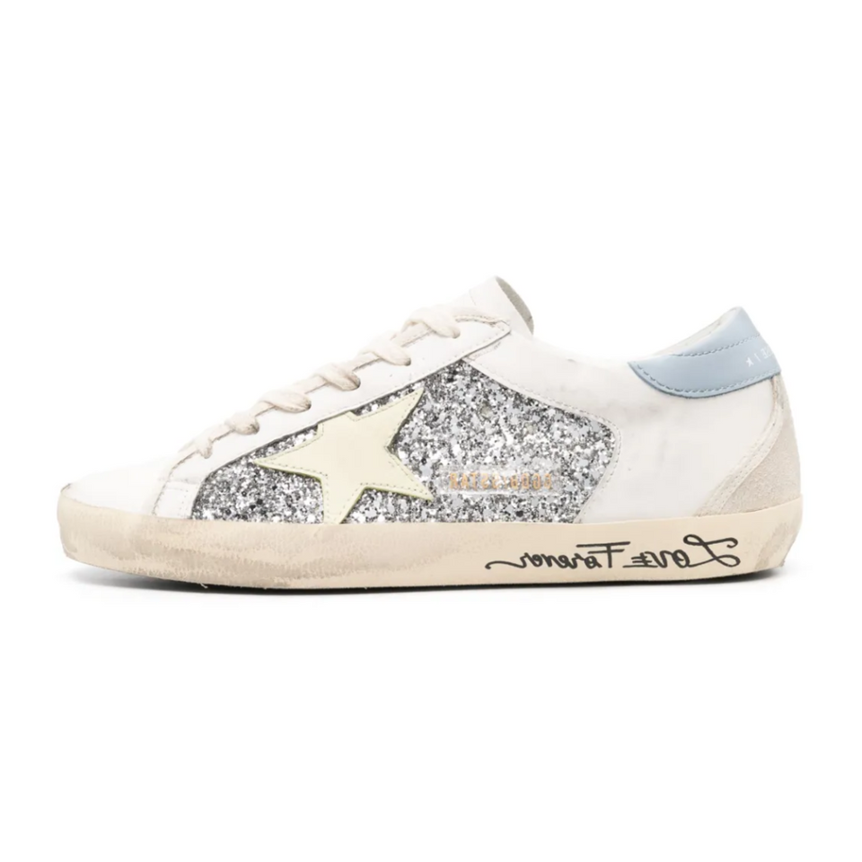 GOLDEN GOOSE SUPER STAR WHITE GLITTER LOW TOP