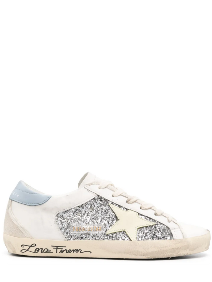 GOLDEN GOOSE SUPER STAR WHITE GLITTER LOW TOP