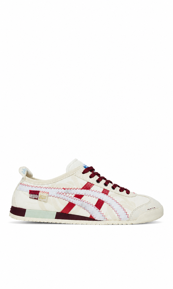 Onitsuka Tiger Mexico 66, caracterizados por sus franjas laterales en color rojo y bordes pespunteados - Calzado de mujer y hombre