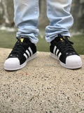 N370O SUPER STAR CONCHA NEGRO BLANCO GAMUZA - Calzado de mujer y hombre