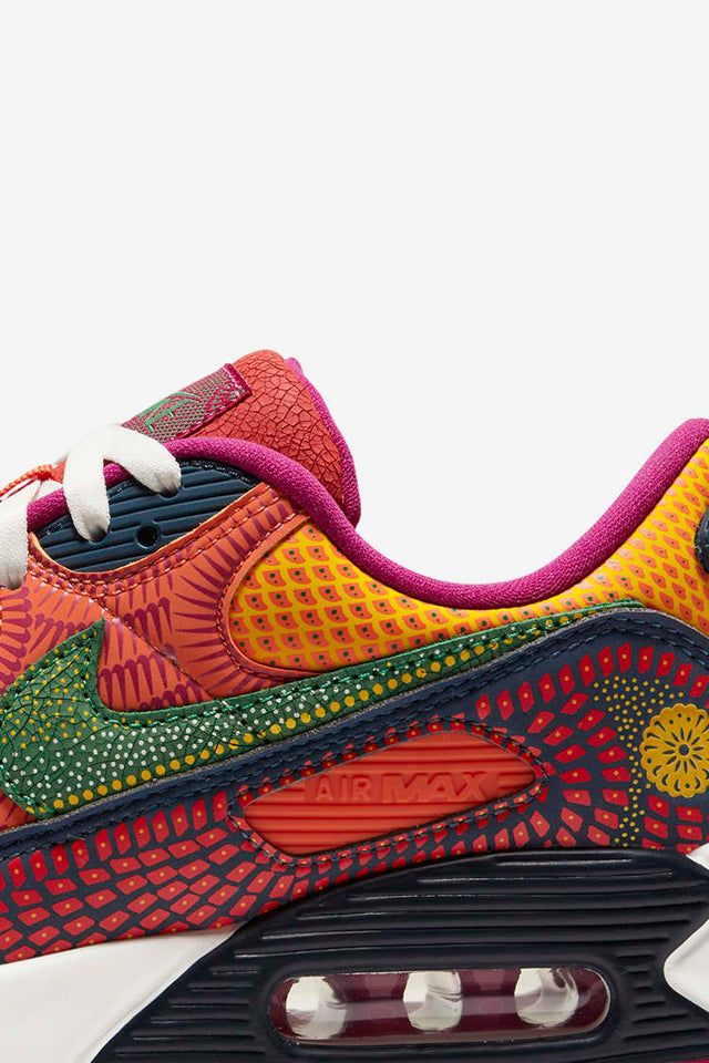 N372O Air Max 90 'Dia de los Muertos' Deep Ocean/Sail/University Gold/Cactus Flower Marathon Running Zapatos - Calzado de mujer y hombre