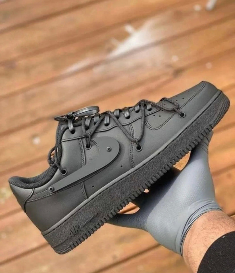 N370O tenis bajos Nike air force customizado negro - Calzado de mujer y hombre
