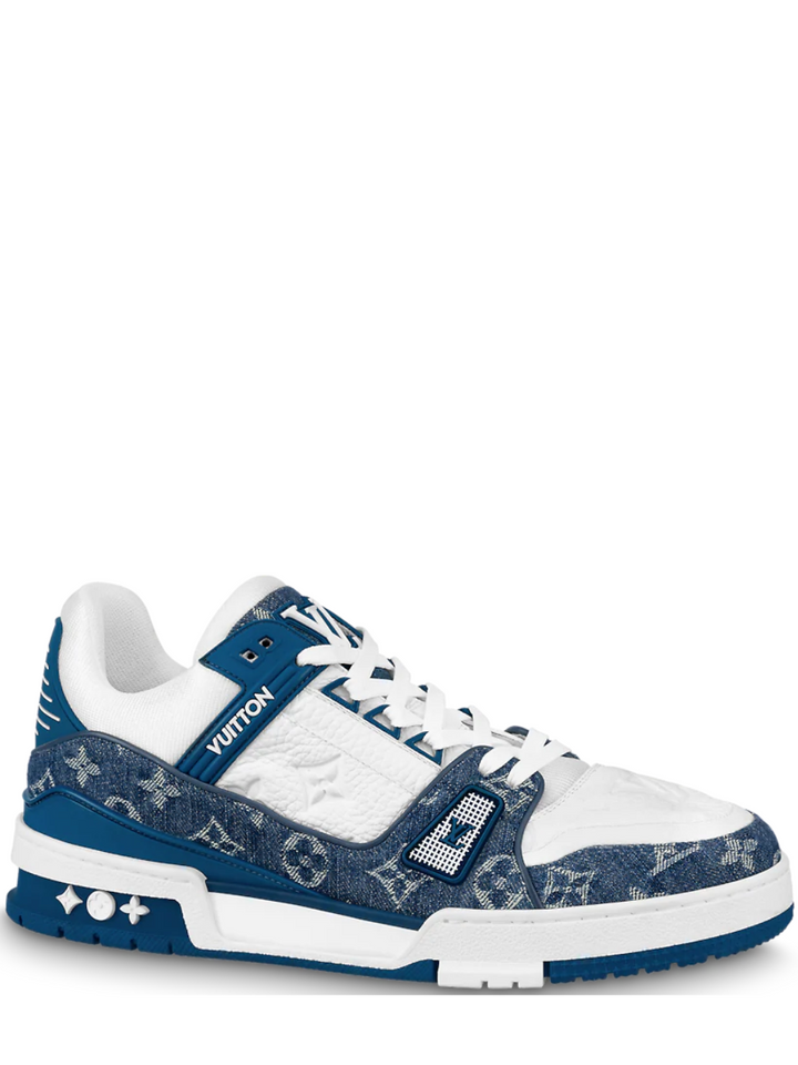 N370O Louis Vuitton LV Trainer Monogram Denim White Blue - Calzado de mujer y hombre