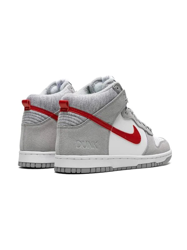 Tenis Nike Dunk High Light Smoke Grey and Gym Red