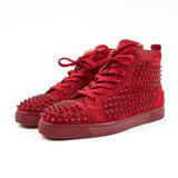 Christian Louboutin Rojo bota gamuza spikes