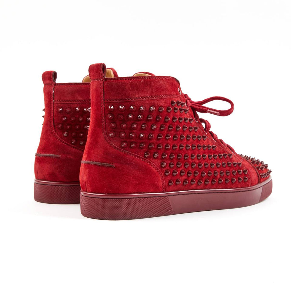 Christian Louboutin Rojo bota gamuza spikes