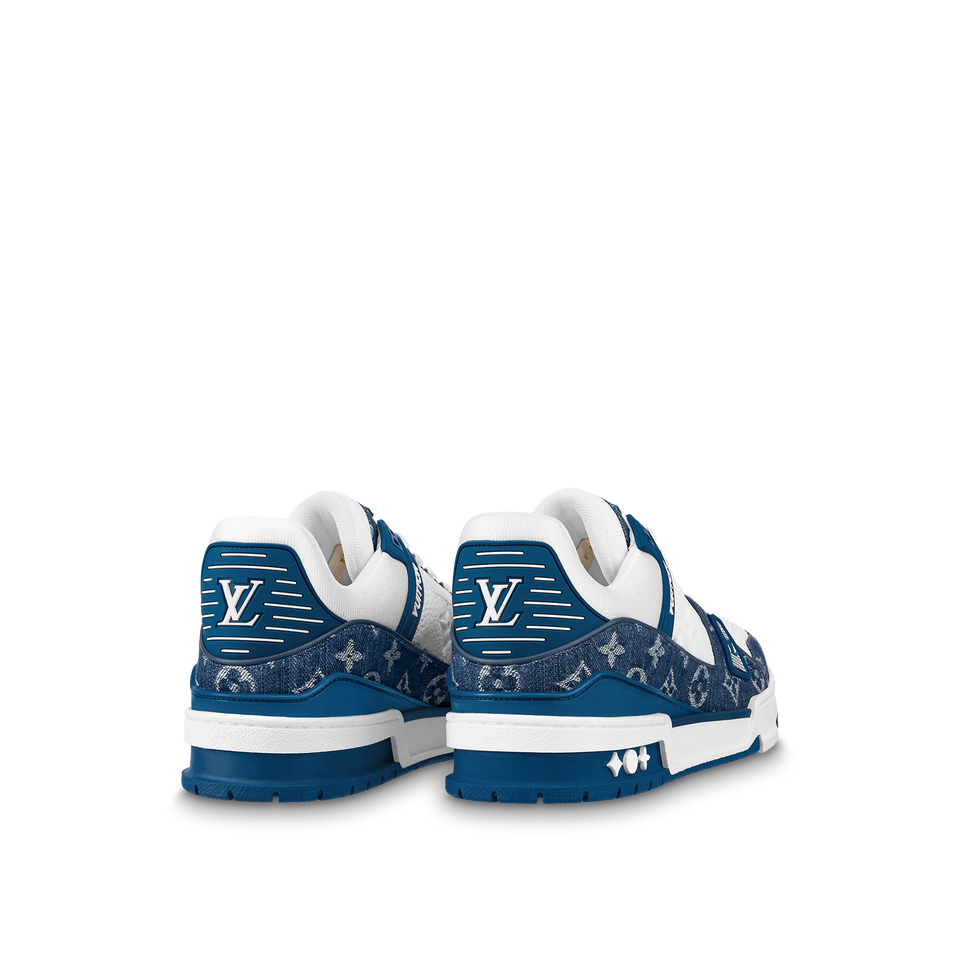 N370O Louis Vuitton LV Trainer Monogram Denim White Blue - Calzado de mujer y hombre