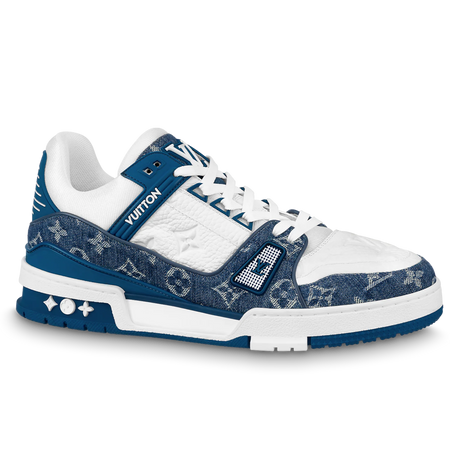 N370O Louis Vuitton LV Trainer Monogram Denim White Blue - Calzado de mujer y hombre