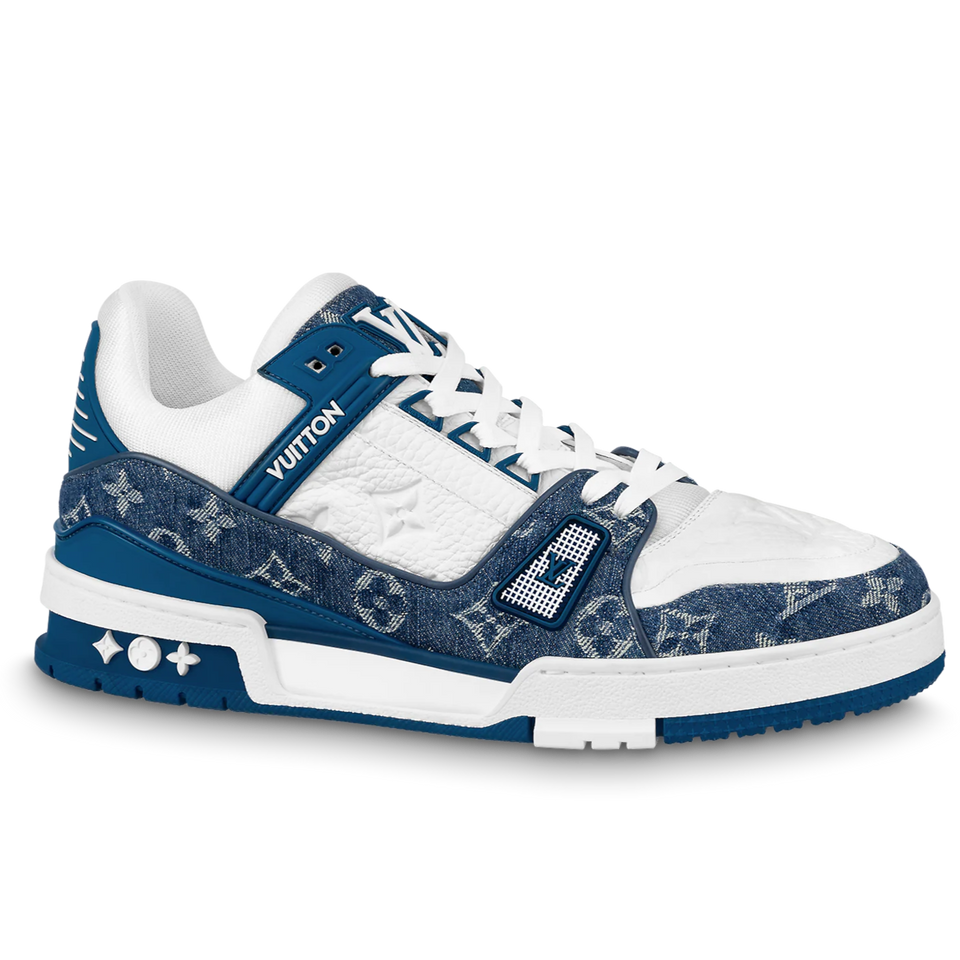 N370O Louis Vuitton LV Trainer Monogram Denim White Blue - Calzado de mujer y hombre